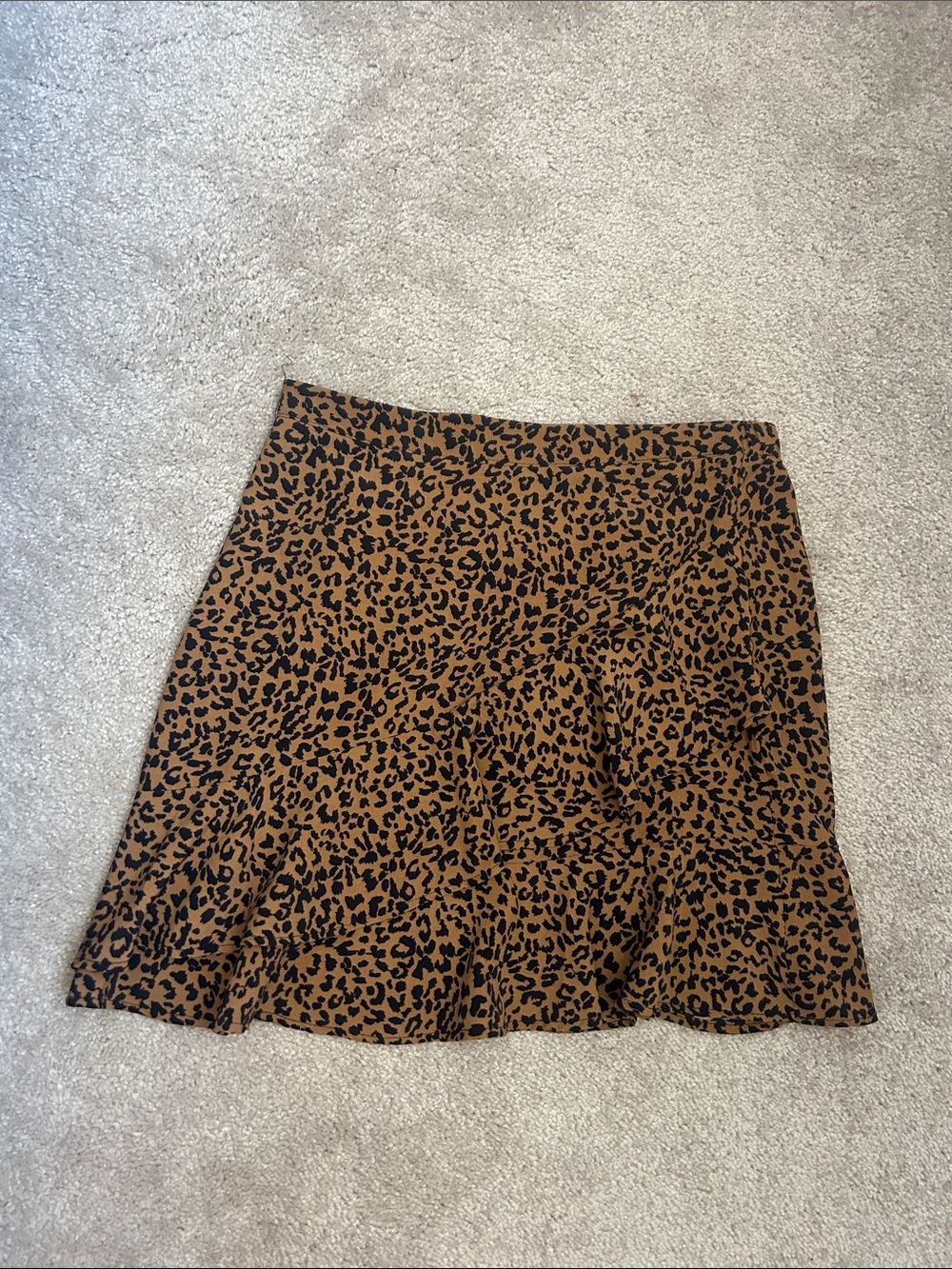 Brown Leopard Print Mini Skirt - Women's Flared A-Line